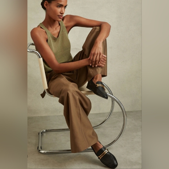 Reiss Shoes - Reiss Dress Loafers 9.5 Black Leather Angela Apron Toe CBK Carolyn New $275